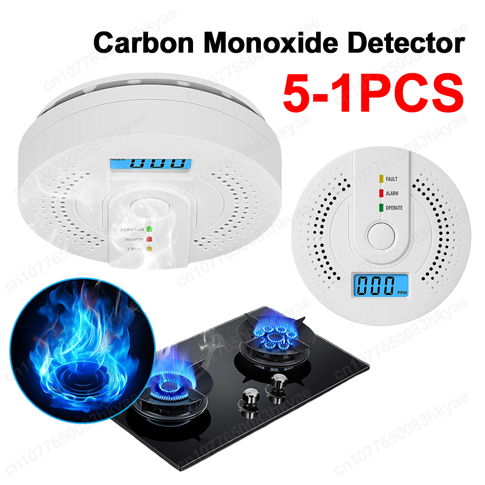 Smoke Detector Interconnected - 5-1PCS Digital Carbon Monoxide Detector Sound