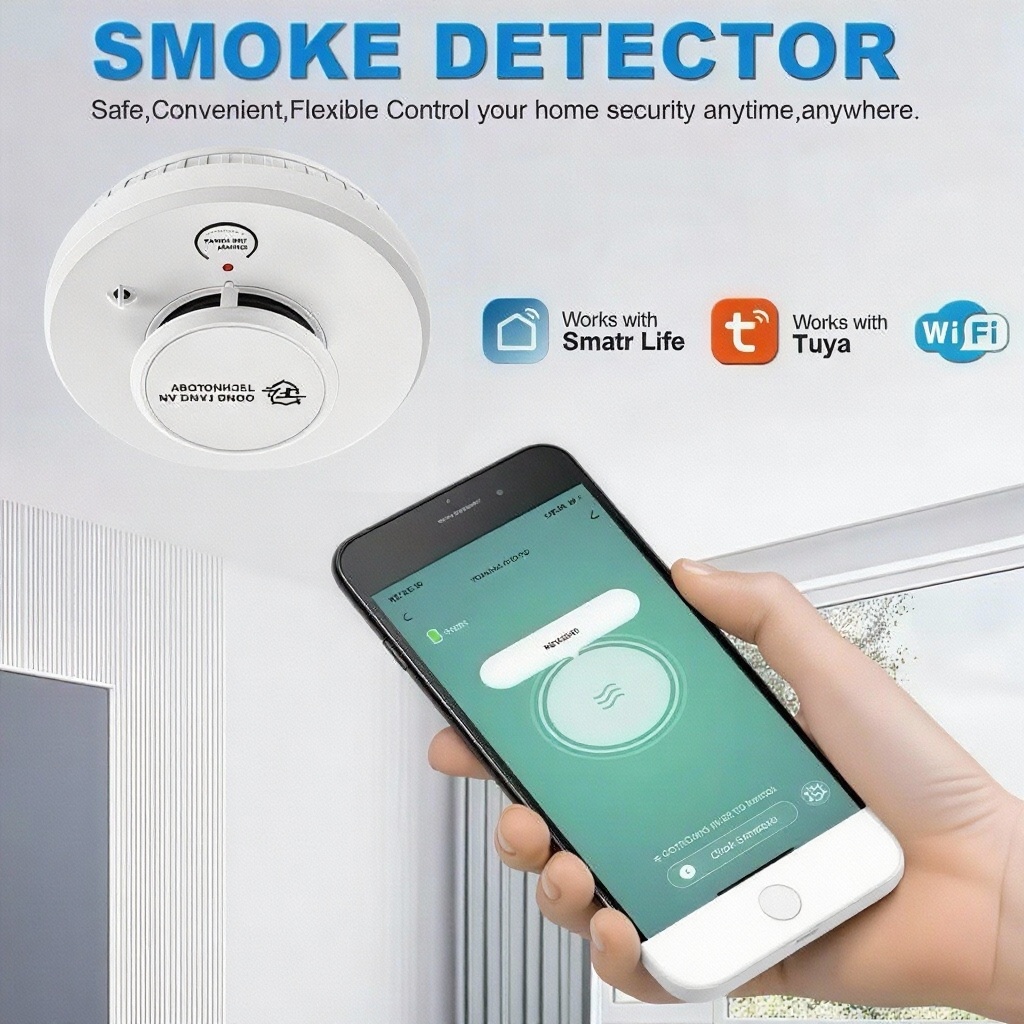Smoke Detector Interconnected - DFA Wifi Smoke Detector 2 in1