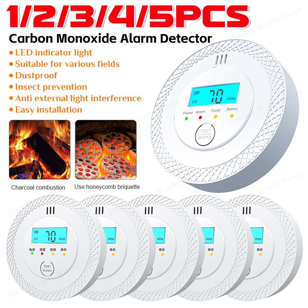 1-5PCS Carbon Monoxide Alarm D - đánh giá và giá Smoke Detector Interconnected