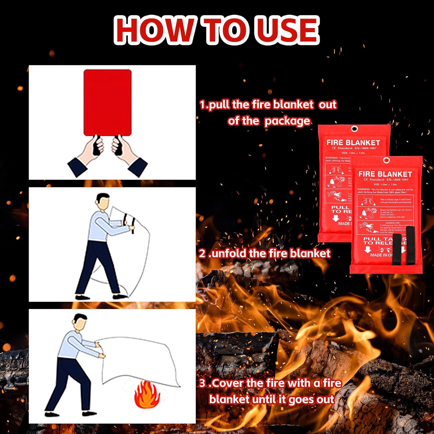 12 Pack Fire Blankets 39x39 In - đánh giá và giá Fire Blanket Kitchen