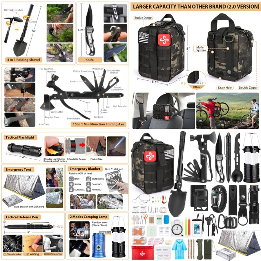 Survival Kit, 250Pcs Survival  - đánh giá và giá First Aid Bag Kit
