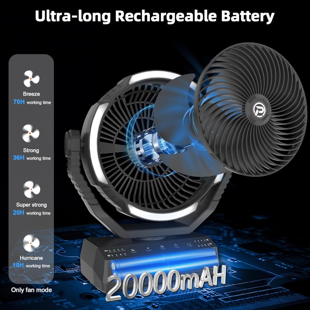 20000mAh Camping Fan with Ligh - đánh giá và giá Power Outage Light