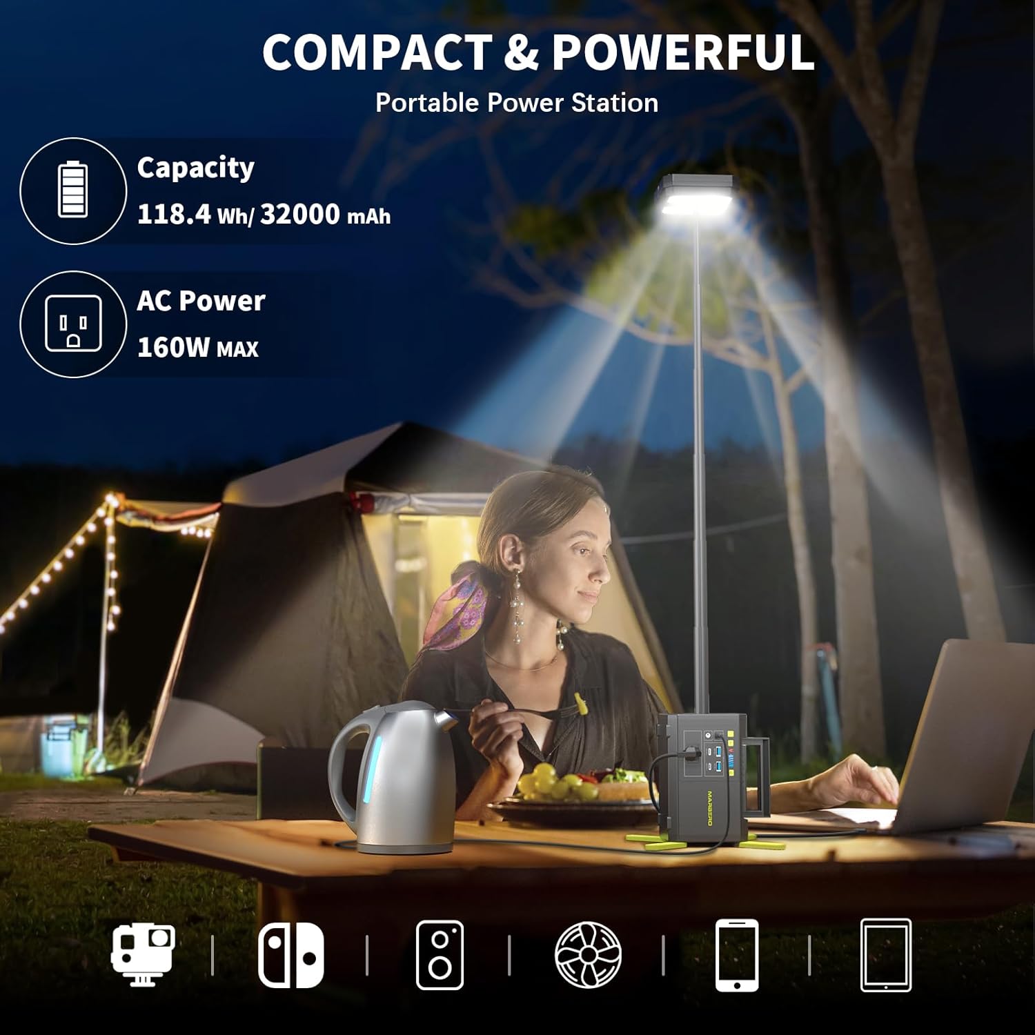 118Wh Portable Power Station w - đánh giá và giá Power Outage Light